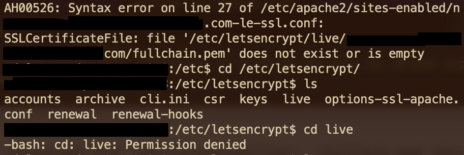 Certbot fullchain.pem permissions issue